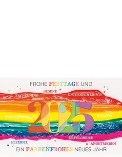 Weihnachtskarte   Bunte Farbkleckse Rückseite/Vorderseite